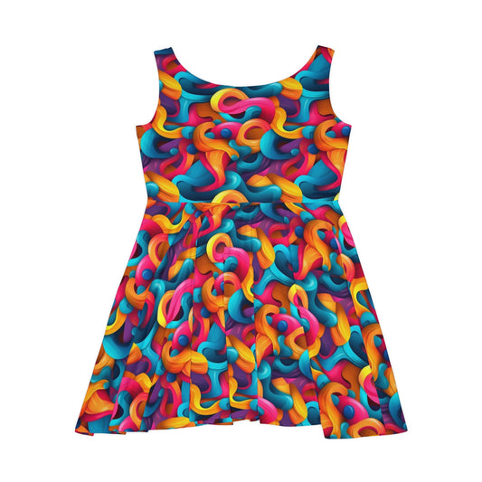 Color Flow | Trippy Sublimation Women's Skater Dress | Psychedelic Pattern | Perfect for Festivals and Events