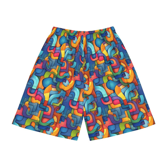 Trippy Gym Shorts for Festivals, Raves, Events | Vibrant | Men's Streetwear, Heady, Sublimated Shorts, Rave Wear