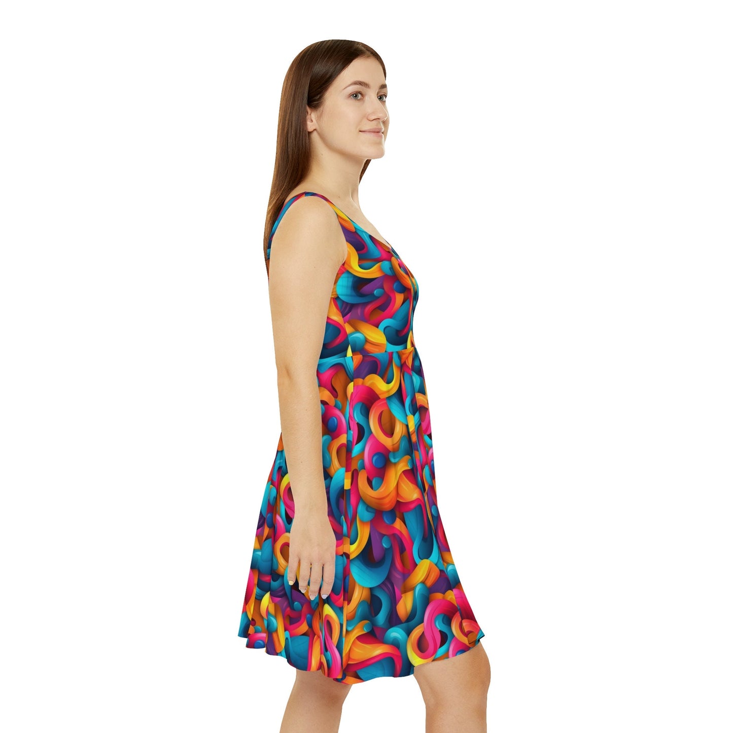 Color Flow | Trippy Sublimation Women's Skater Dress | Psychedelic Pattern | Perfect for Festivals and Events