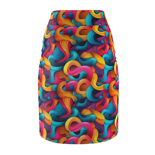 Color Flow | Trippy Sublimation Women's Pencil Skirt | Psychedelic Pattern