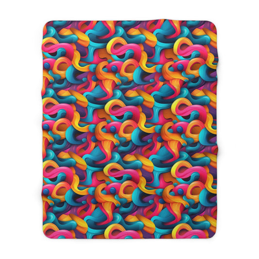 Color Flow | Modern Trippy Sherpa Fleece Blanket | Geometric | Abstract | Psychedelic | For Home and Festivals