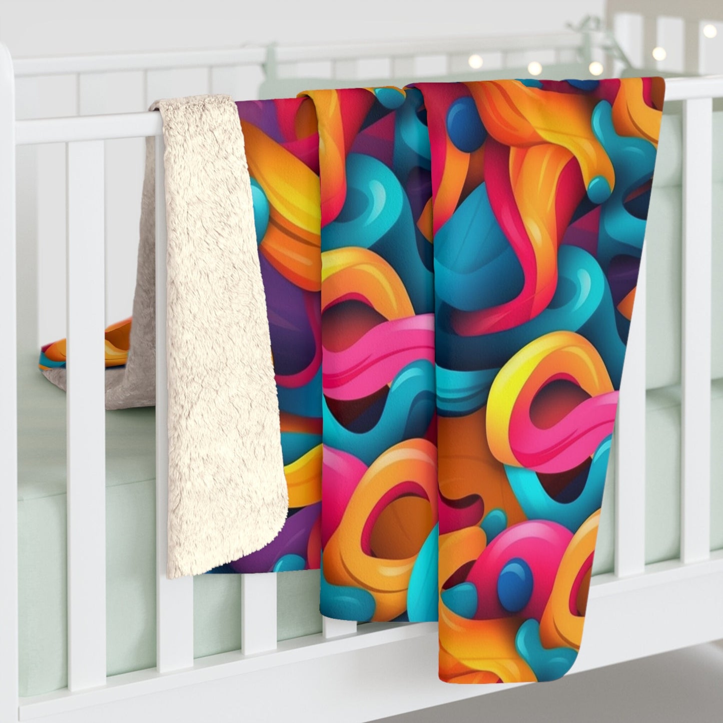 Color Flow | Modern Trippy Sherpa Fleece Blanket | Geometric | Abstract | Psychedelic | For Home and Festivals