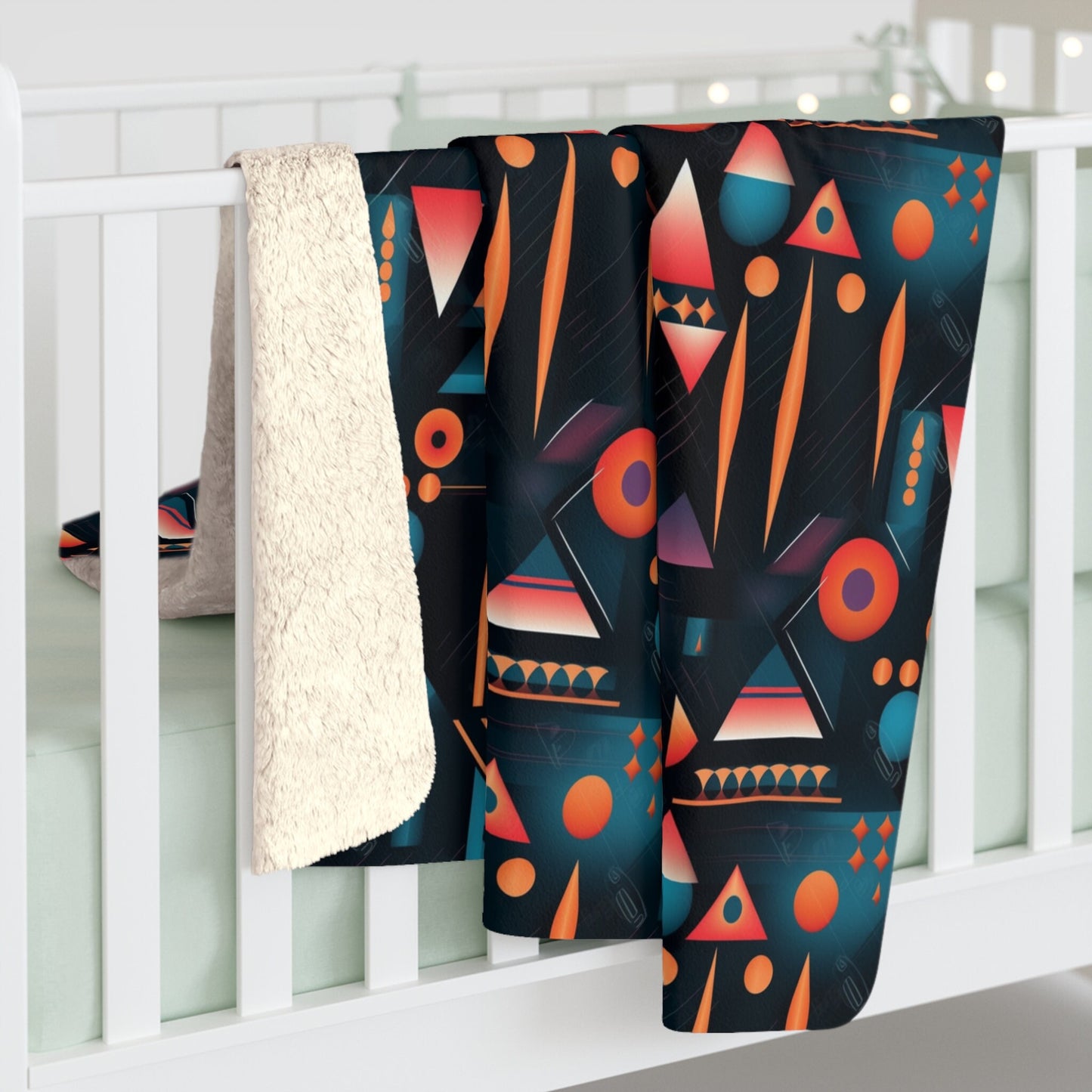 Retroactive | Modern Trippy Sherpa Fleece Blanket | Geometric | Abstract | Psychedelic | For Home and Festivals