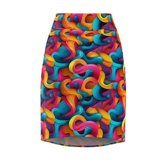 Color Flow | Trippy Sublimation Women's Pencil Skirt | Psychedelic Pattern