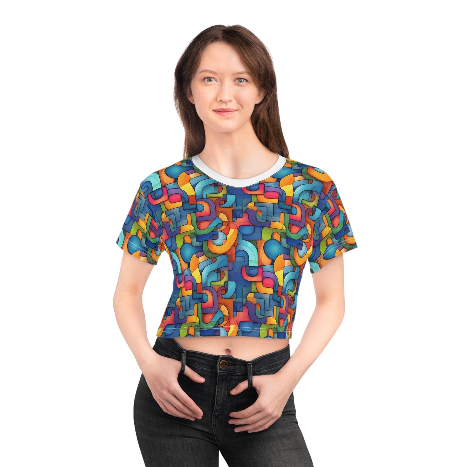 Vibrant | Trippy Sublimation Women's Crop Tee | Psychedelic Pattern | Perfect for Festivals and Events