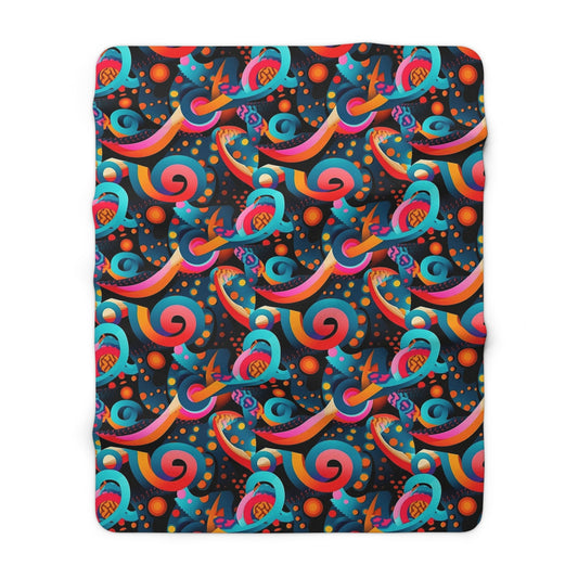 Psyched | Modern Trippy Sherpa Fleece Blanket | Abstract | Psychedelic | For Home and Festivals