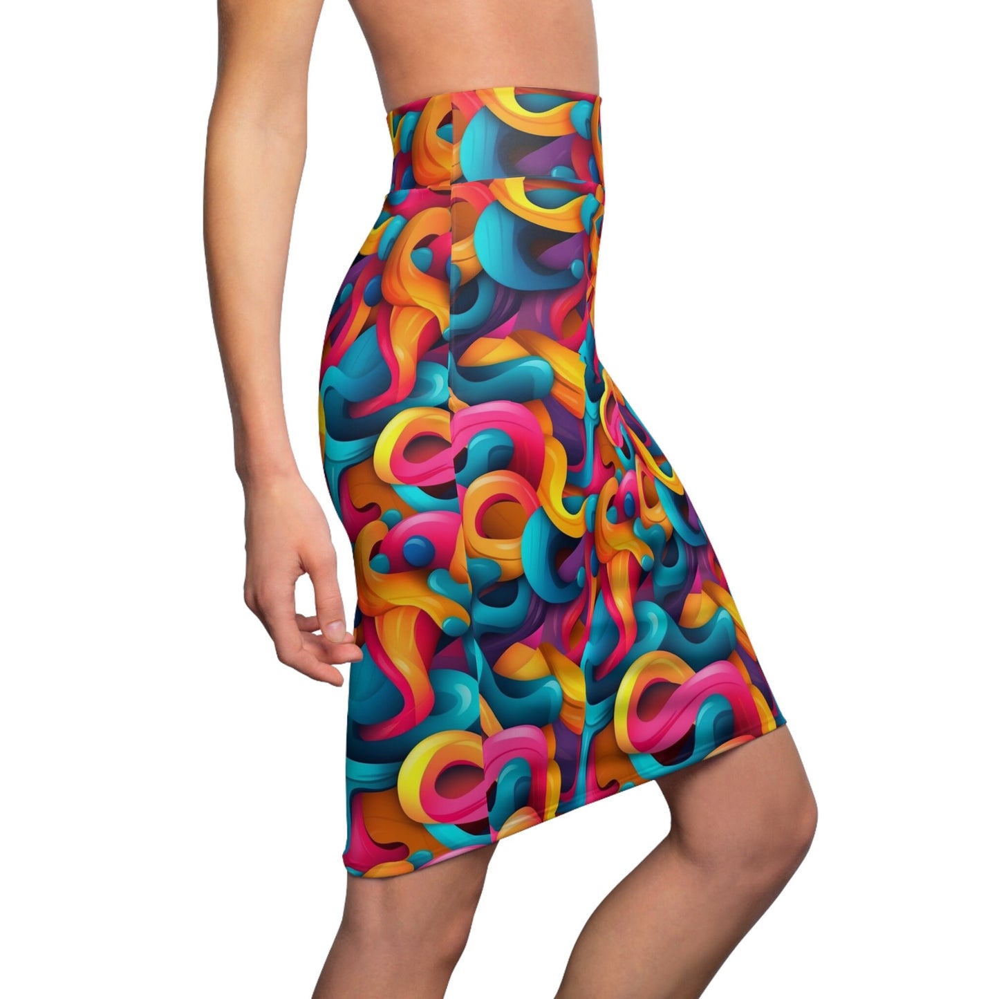 Color Flow | Trippy Sublimation Women's Pencil Skirt | Psychedelic Pattern