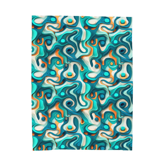 Modern Trippy Velveteen Plush Blanket | Abstract | Psychedelic | For Home and Festivals | Cool Flow