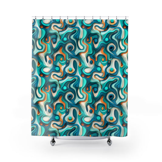 Modern Trippy Shower Curtain | Abstract | Psychedelic | For Home | Cool Flow