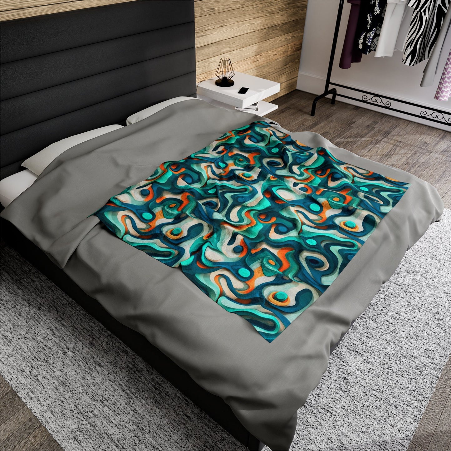 Modern Trippy Velveteen Plush Blanket | Abstract | Psychedelic | For Home and Festivals | Cool Flow