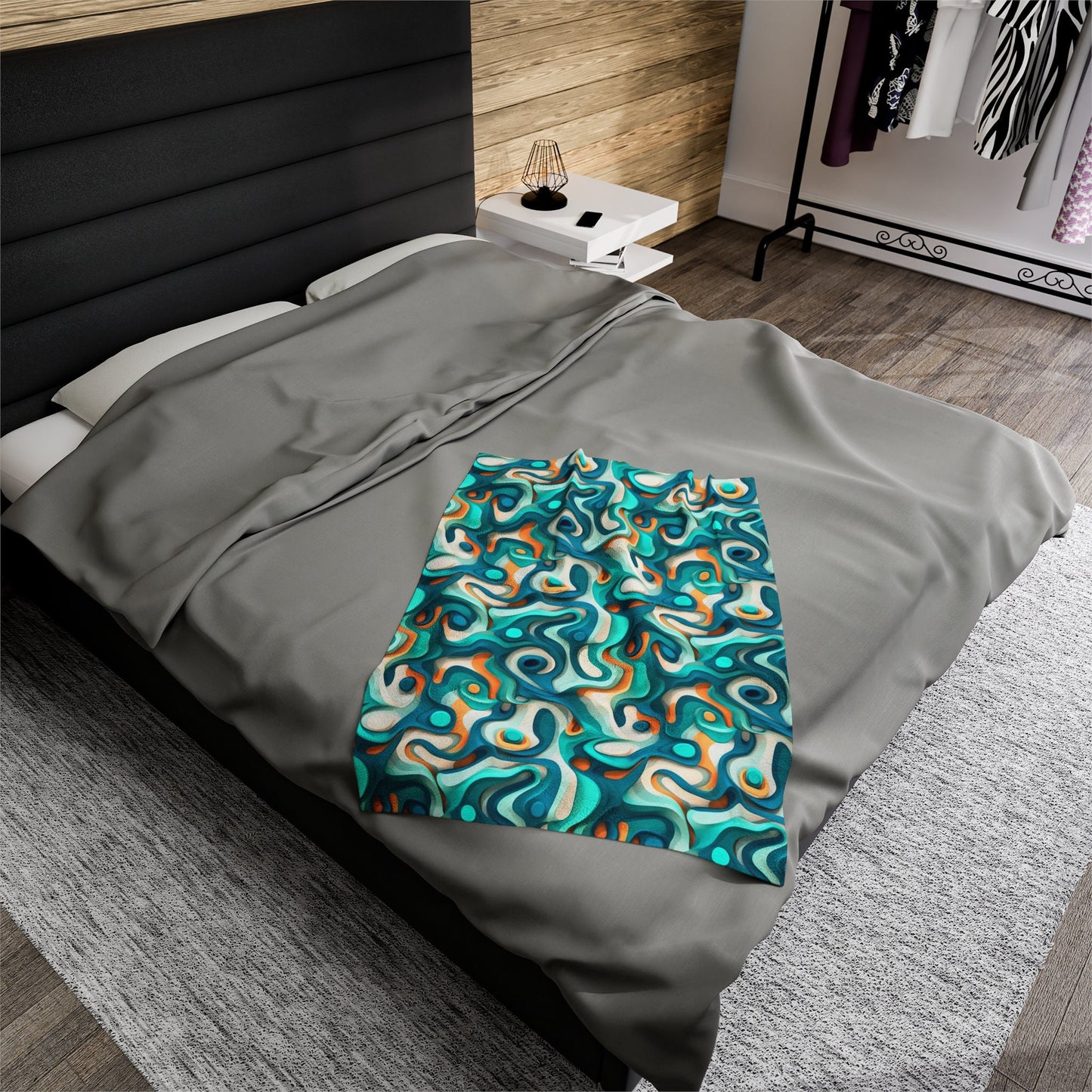 Modern Trippy Velveteen Plush Blanket | Abstract | Psychedelic | For Home and Festivals | Cool Flow